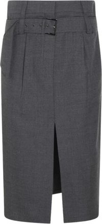 Brunello Cucinelli Kokerrok Midi - Dames - Rokken - Grijs - Maat: M Zijde