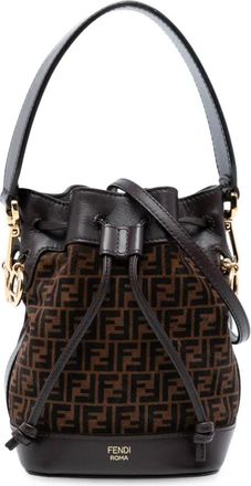 Fendi 2010-2025 Mini Zucca Suede Mon Tresor Bucket Bag satchel - Marrone
