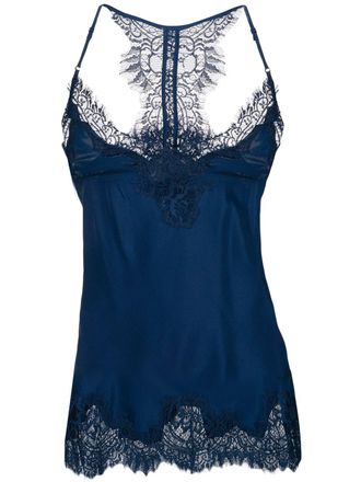 Gold Hawk lace trim slip top - Blue