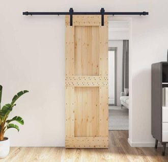 vidaXL Vidaxl - Puerta Corredera Con Herrajes Madera Maciza De Pino 70x210 Cm