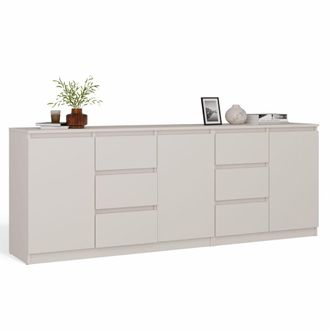 Topeshop Costa 1d3s 2d3s C&oacute;moda - 3 Puertas 6 Cajones - 200x75x40 Cm - Cachemire