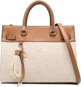 Liu Jo Middelgrote Jacquard Shopper - Dames - Shoppers - Beige - ONE Size - Bamboe - Tassen