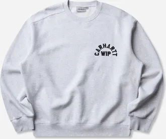 Carhartt Work in Progress Men s Arch Script Sweatshirt Ash Heather / Dark Navy (Stone Washed)