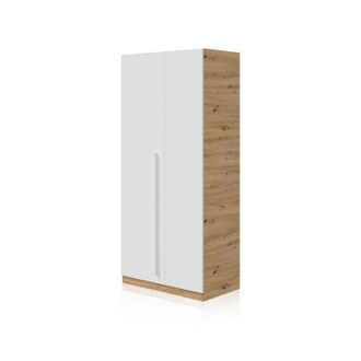 F.R.S. Frs - Armario Nos 2 Puertas Color Roble Nodi Y Blanco Artik Dormitorio Estilo N&oacute;rdico