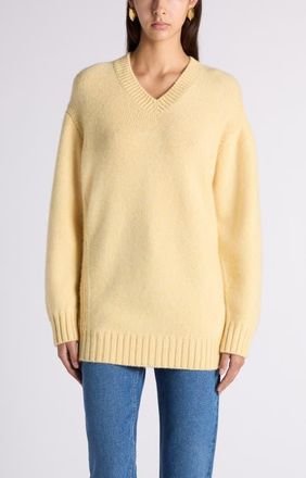 Bottega Veneta Twisted V-Neck Cashmere Sweater in 9311 Butter at Nordstrom, Size X-Small