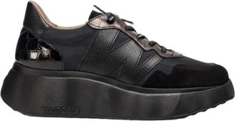Wonders Zwarte damessneaker - Roma 31 - Dames - Sneakers - Zwart - 36 EU - Leer - Schoenen