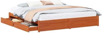vidaXL Estructura De Cama Con Caj&oacute;n Marr&oacute;n Cera 180 X 200 Cm Vidaxl