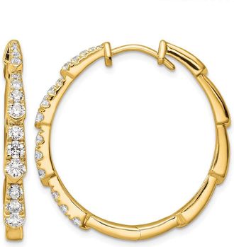 Diamond2Deal 14k Gold 1 1/5 ct Lab Grown Diamond Fancy Hoop Earrings VS Clarity, D-E Color