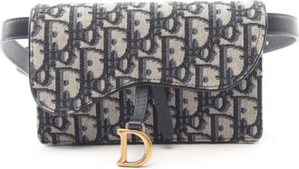 Dior Beige Navy Canvas Leather Fanny Pack (Pre-Owned)