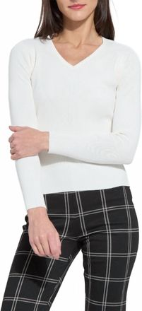 Lyss&eacute; Adette V-Neck Ribbed Long Sleeve Top In Natural Pearl