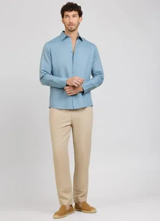 Onia Air Linen Long Sleeve Shirt in Lagoon at Nordstrom, Size X-Small