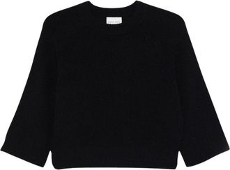 Forte_Forte Cropped trui met ronde hals - Dames - Ronde hals truien - Zwart - XS - Kasjmier - Truien & Vesten