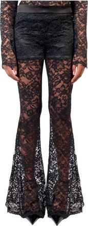 Doris S Wijde Broek - Dames - Wijde Broeken - Zwart - L - Satijn - Broeken