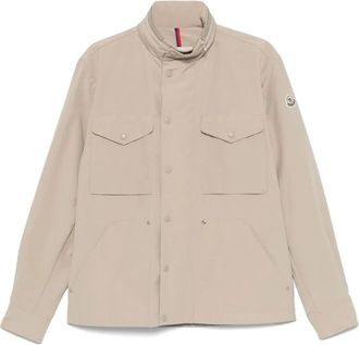 Moncler logo-patch bomber jacket - men - Cotton/Polyester/Polyester - 5 - Neutrals