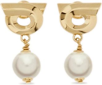 Ferragamo Gancini Earrings With Synthetic Pearls