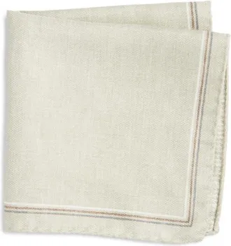 Jack Victor Crestwool Solid & Houndstooth Check Reversible Silk Pocket Square in Sage at Nordstrom