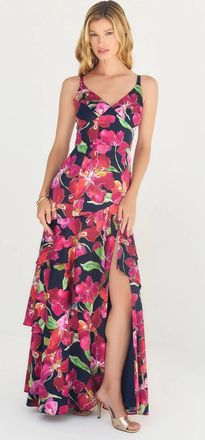 Hutch Robina Maxi Dress In Navy/multi Watercolor Vivid Orchids