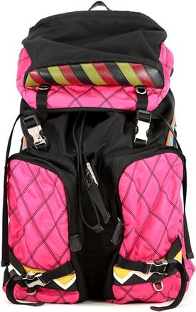 Prada Black Multi-Color Nylon Leather Backpack (Pre-Owned)