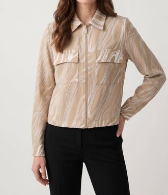 Joseph Ribkoff Marble Zip Front Jacket In Beige/vanilla