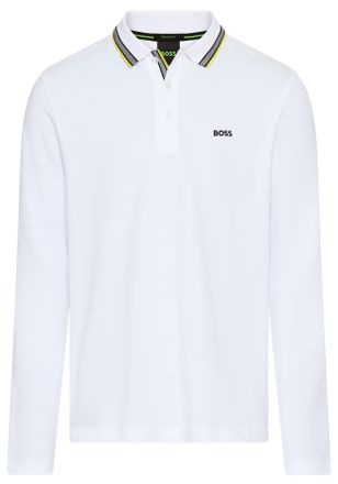 Boss Green by Hugo Boss Langarm-Poloshirt BOSS GREEN Plisy, Herren, Gr. 3XL, weiss (open wei&szlig;112), Jersey, Obermaterial: 100% Baumwolle, regular fit h&uuml;ftlang, V-Ausschnitt, e