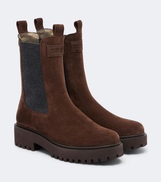 Brunello Cucinelli Monili suede Chelsea boots