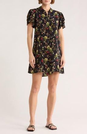 Alice & Olivia Jem Short Sleeve Shirtdress in Blush Kiss Black at Nordstrom Rack, Size X-Small