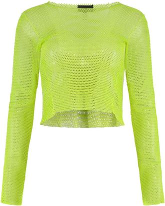 Santa Brands Opengebreide Top - Dames - Longsleeves - Groen - M - Katoen - Tops
