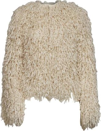 Fendi Lange Cashmere en Mohair Jas - Dames - Jassen - Wit - XS - Jassen