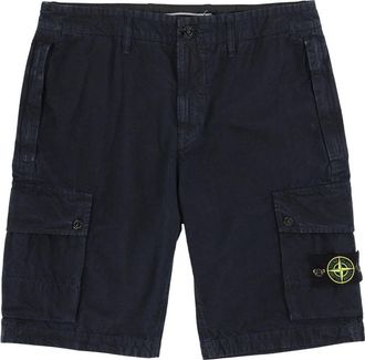 Stone Island Neutrals Logo Patch Flap Pockets Cargo Shorts