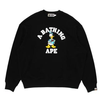 A Bathing Ape x Disney Donald Duck College Relaxed Fit Crewneck Black 0ZXSWM902131R-BLK
