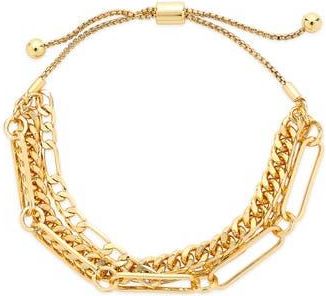 Sterling Forever Rhodium Plated Layered Chain Bolo Bracelet in Gold at Nordstrom Rack