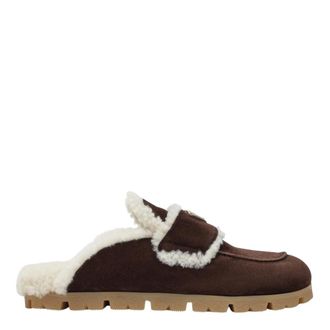 Prada Schoenen, Dames, Bruin, 38 1/2 EU, Sabot