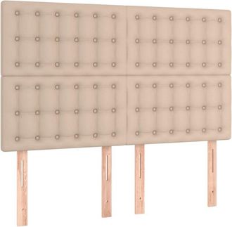 vidaXL Cabecero Luces Led Cuero Sint&eacute;tico Capuchino 144x5x118/128cm Vidaxl