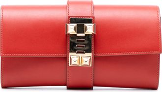 Herm&egrave;s Pre-owned Womens Tadelakt Medor Clutch 23 - Red Leather - One Size