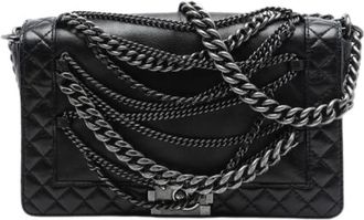 Chanel Pre-owned The Boy Flap Shoulder Bag - Dames - Vintage Schoudertas - Zwart - ONE Size - Leer - Vintage
