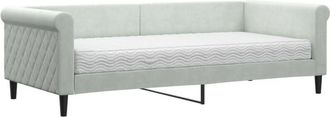 vidaXL Sof&aacute; Cama Con Colch&oacute;n Terciopelo Gris Claro 90x200 Cm Vidaxl