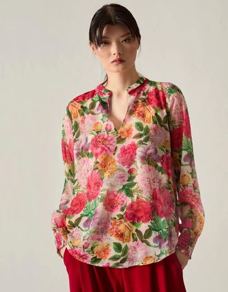 James Lakeland Womens Botanical Floral Print Blouse - Size: 12