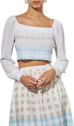 Ming Wang Square Neck Crop Sweater in D Blue/Hz/Lm/W at Nordstrom Rack, Size X-Large