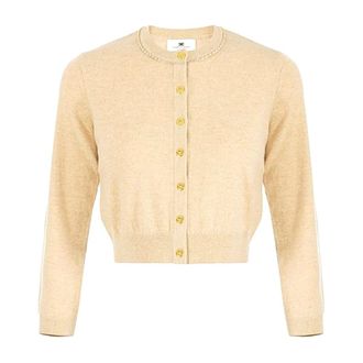 Elisabetta Franchi Cardigans, female, Beige, Size: 2XL Maglia