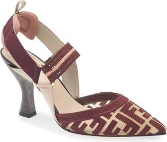 Fendi Colibri Mesh Slingback Pump in Burgundy at Nordstrom, Size 11.5Us