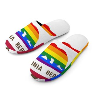 Generic California Gay Flag U.S.A. Mens House Slippers Slip Indoor Slipper On Shoes Warm Outdoor