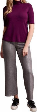 Tribal Fen French Terry Elbow Sleeve Top In Dark Plum