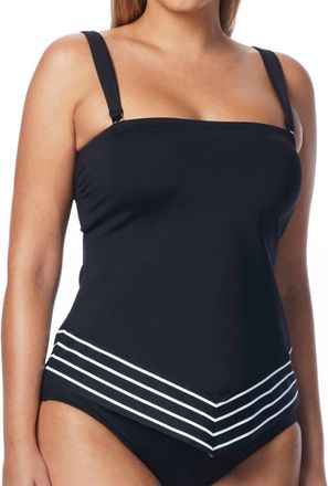 Coco Reef Serenity Stripe D-Cup Bandeau Scarf Underwire Tankini Top In Coc Black