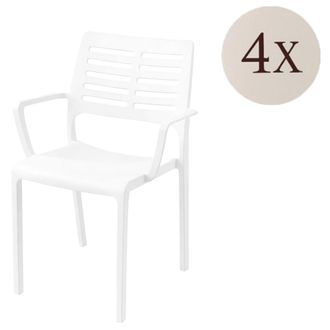 Dmora Silla De Exterior Hero, 4 Sillas, Brazos Made In Italy, Soporta 120 Kg, Blanco