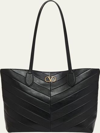 Valentino Garavani Panthea Medium Chevron Leather Tote Bag