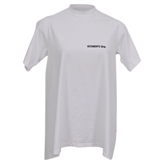 VETEMENTS Open Back Printed T-Shirt in White Cotton