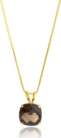 MAX + STONE 14k Yellow Gold 8mm Cushion Cut Gemstone Pendant Necklaces with 18 inch Box Chain