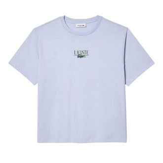 Lacoste Dames/Dames Bedrukt Katoen Relaxed Fit T-shirt (Blauw)