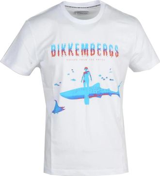 Dirk Bikkembergs Katoen Elastaan T-shirt - Heren - T-shirts - Wit - 3XL - Katoen - Tops