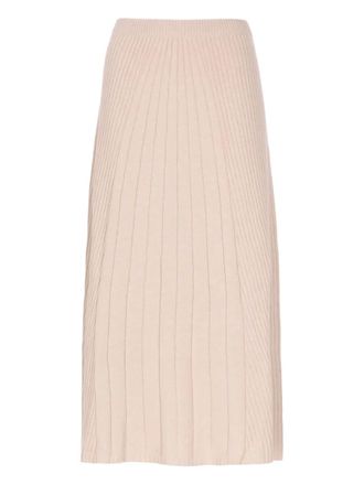 D.exterior ribbed midi skirt - women - Cashmere/Wool/Viscose/Polyamide - M - Neutrals